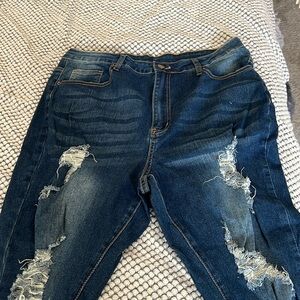 Medium wash skinny denim pants